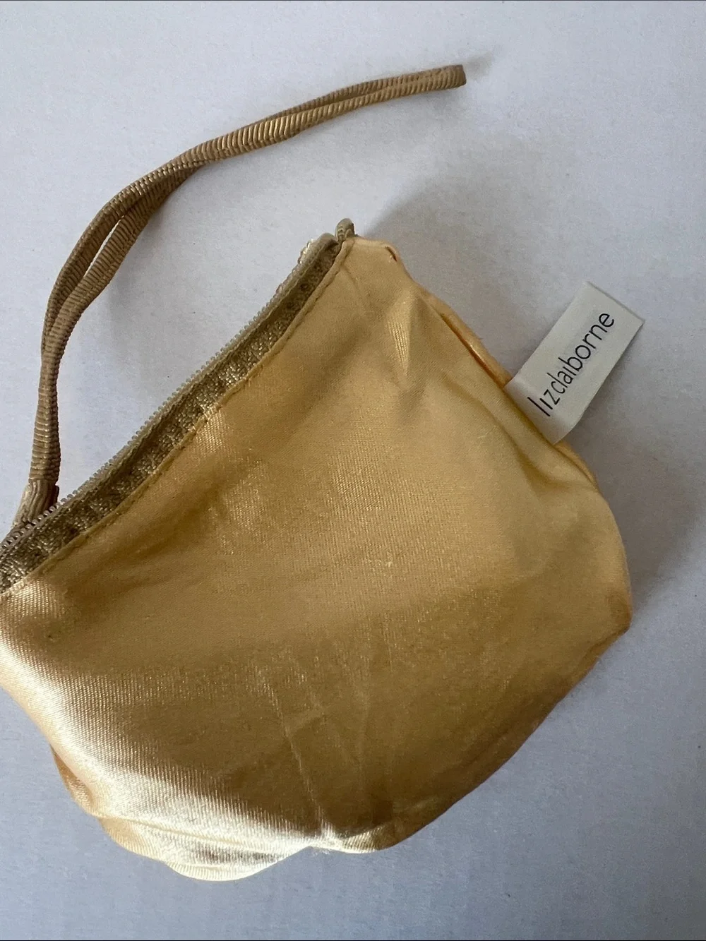 Gold Beaded Wristlet Clutch with Monogram L